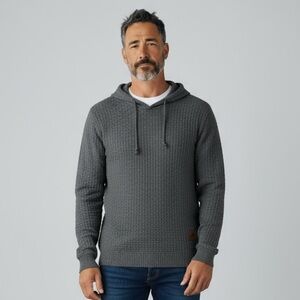 ELK - SIZE LARGE - SOFT GRAY - KNIT LIKE WAFFLE WEAVE -‎ HOODIE - SIZE LARGE B19